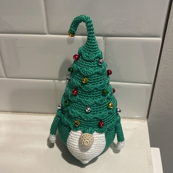 Handcrafted Christmas Tree Gnome Crochet Jingle Bell Ornaments Holiday Decor - Picture 4 of 14